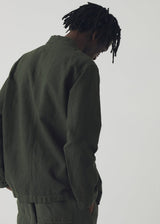 TOAST - Arlo Garment Dyed Herringbone Jacket - Dark Moss