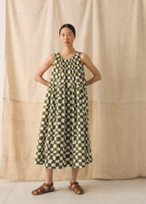TOAST - Block Print Warp Check Sleeveless Dress