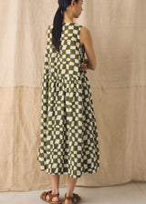 TOAST - Block Print Warp Check Sleeveless Dress