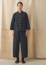 TOAST - Check Cotton Wool Barrel Leg Trousers
