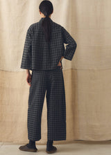 TOAST - Check Cotton Wool Barrel Leg Trousers