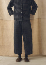 TOAST - Check Cotton Wool Barrel Leg Trousers