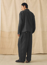 TOAST - Fine Stripe Crinkle Cotton Pleated Trousers