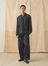 TOAST - Fine Stripe Crinkle Cotton Pleated Trousers