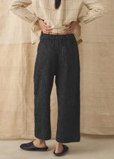 TOAST - Fine Stripe Crinkled Cotton Barrel Leg Trousers