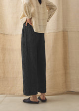 TOAST - Fine Stripe Crinkled Cotton Barrel Leg Trousers
