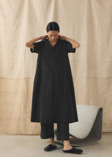 TOAST - Fine Stripe Crinkled Cotton V-Neck Dress