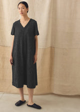 TOAST - Fine Stripe Crinkled Cotton V-Neck Dress