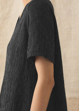 TOAST - Fine Stripe Crinkled Cotton V-Neck Dress
