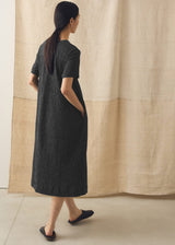 TOAST - Fine Stripe Crinkled Cotton V-Neck Dress
