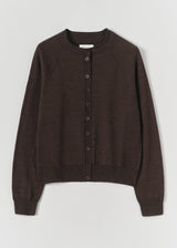 TOAST - Fine Wool Cotton Cardigan - Dark Chocolate