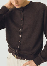 TOAST - Fine Wool Cotton Cardigan - Dark Chocolate