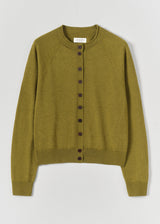 TOAST - Fine Wool Cotton Cardigan - Bright Olive