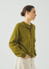 TOAST - Fine Wool Cotton Cardigan - Bright Olive