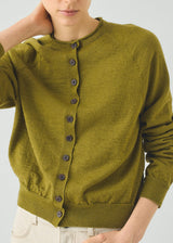 TOAST - Fine Wool Cotton Cardigan - Bright Olive