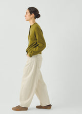 TOAST - Fine Wool Cotton Cardigan - Bright Olive