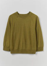 TOAST - Fine Wool Cotton Half Sleeve Sweater - Bright Olive
