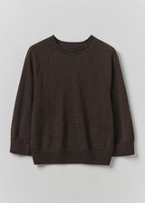 TOAST - Fine Wool Cotton Half Sleeve Sweater - Dark Chocolate