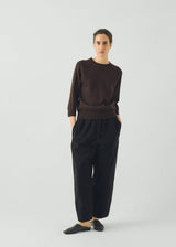 TOAST - Fine Wool Cotton Half Sleeve Sweater - Dark Chocolate