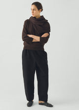TOAST - Fine Wool Cotton Half Sleeve Sweater - Dark Chocolate
