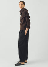TOAST - Fine Wool Cotton Half Sleeve Sweater - Dark Chocolate