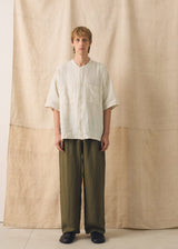 TOAST - Garment Dyed Linen Grandad Collar Shirt