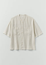 TOAST - Garment Dyed Linen Grandad Collar Shirt