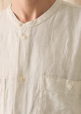 TOAST - Garment Dyed Linen Grandad Collar Shirt