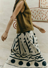 TOAST - Harvest Print Cotton Linen Poplin Skirt