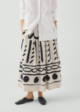 TOAST - Harvest Print Cotton Linen Poplin Skirt