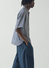 TOAST - Natural Dye Stripe Cotton Shirt -  Indigo