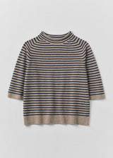 TOAST - Stripe Wool Cashmere Half Sleeve Sweater