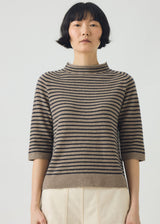 TOAST - Stripe Wool Cashmere Half Sleeve Sweater